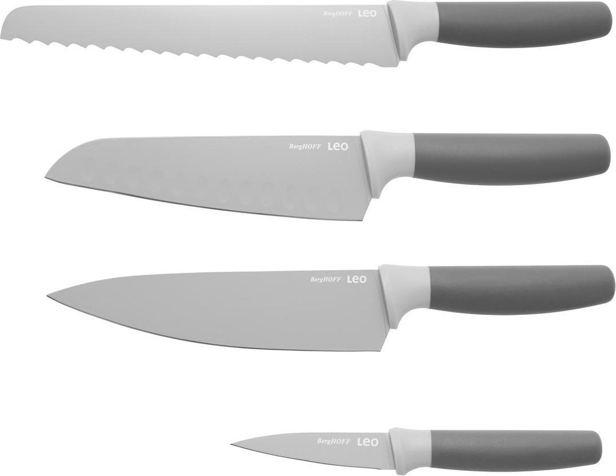 BergHOFF Leo Keukenmessen - Broodmes - Santoku - Koksmes - Schilmes - Set-4