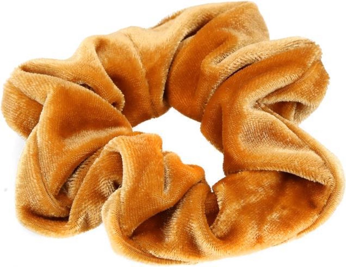 IRSA Scrunchie Velvet Okergeel - haarwokkel - Haarelastiek - Haaraccessoire (1 stuk)