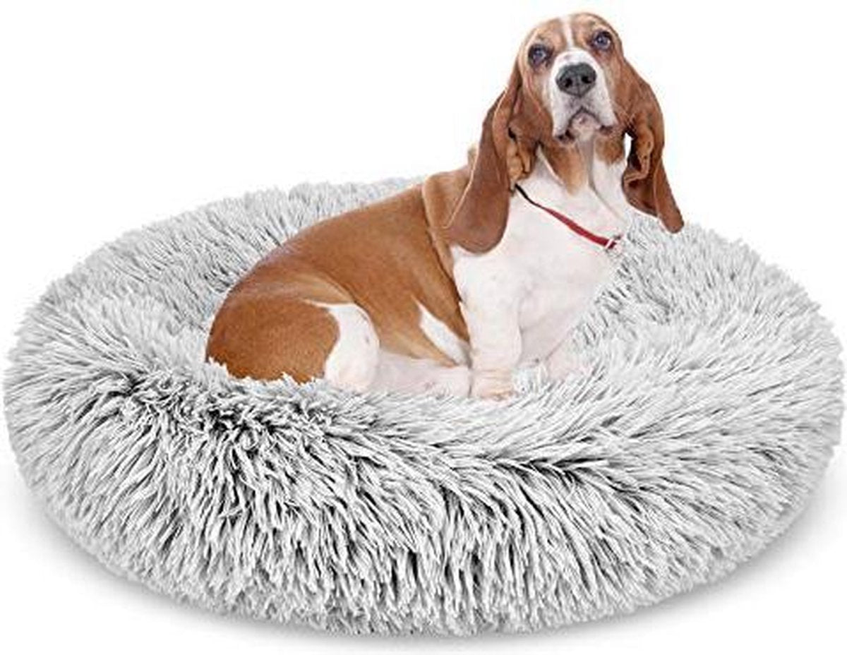 Donut hondenkussen | Lichtgrijs | 50 cm | Geschikt voor dieren van tot ongeveer 35 cm | Hondenmand | Zacht