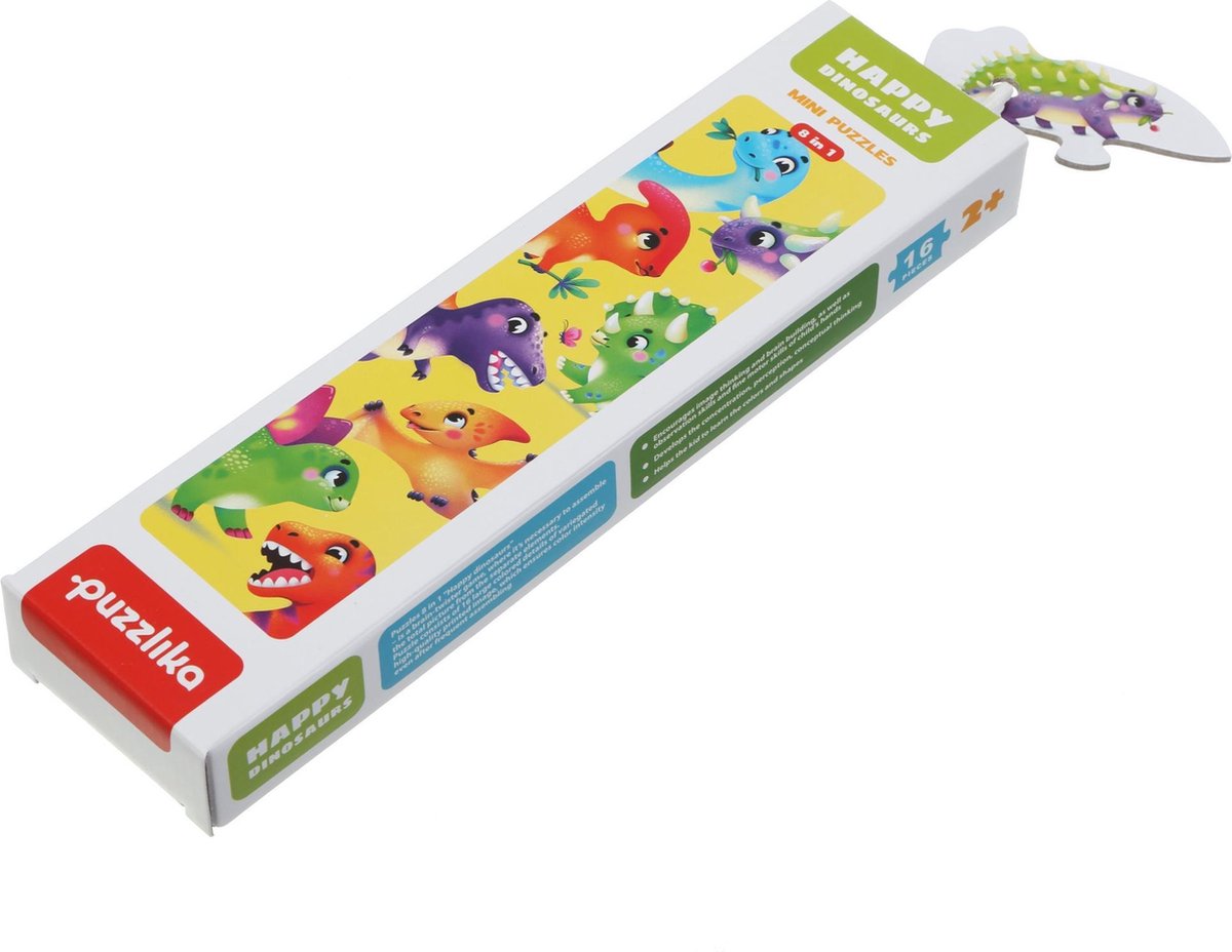 Puzzlika Puzzel - Dinosaurus - 8x 2 stukjes