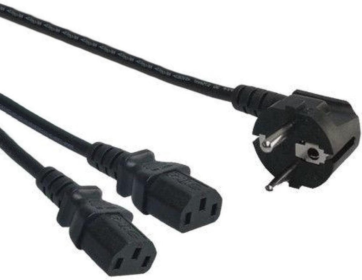 Allteq - Schuko naar 2x C13 apparaatsnoer - 2 meter - Zwart