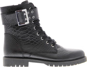 Tango | Bee 524-c black leahter print boot/strap/buckle silver - black sole | Maat: 40