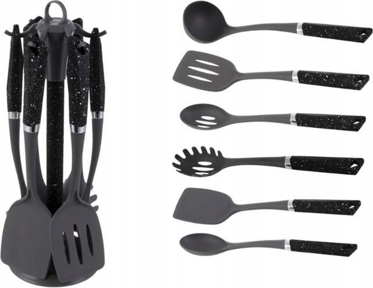 Edënbërg Black Line - Keukengerei & Rek - 7 delige set - BPA vrij