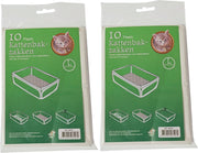 20x stuks plastic kattenbak afvalzakken wit 50 x 20 x 37 cm - Kattenbakzakken