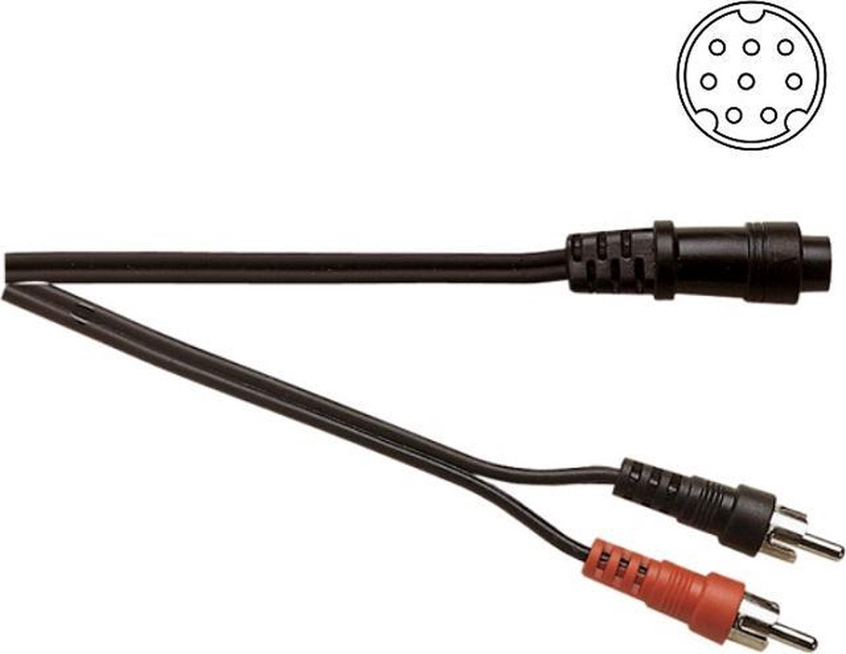 Mini DIN 8pins - Tulp stereo 2RCA kabel - 3 meter