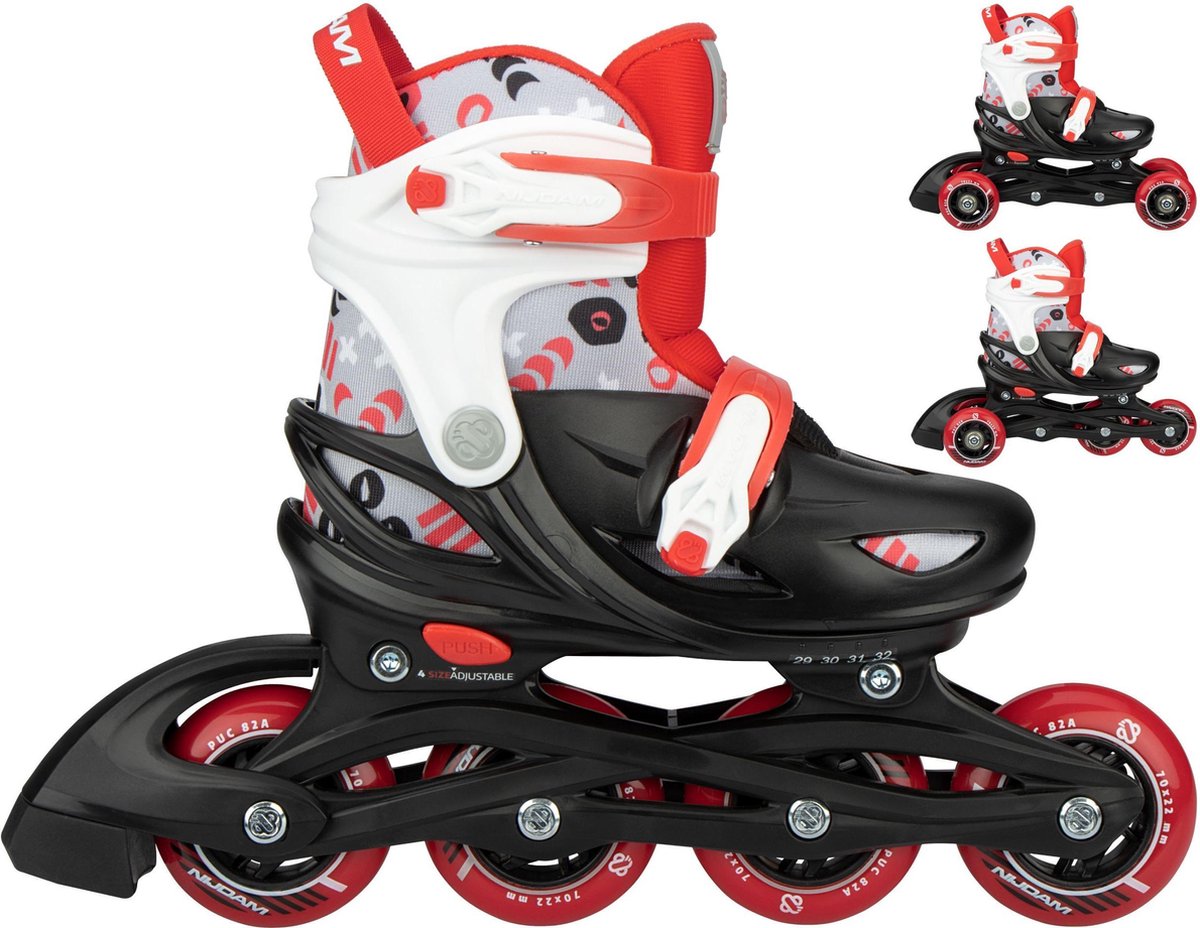 Nijdam 3-in-1 inline skates verstelbaar - Street Shift - 25-28