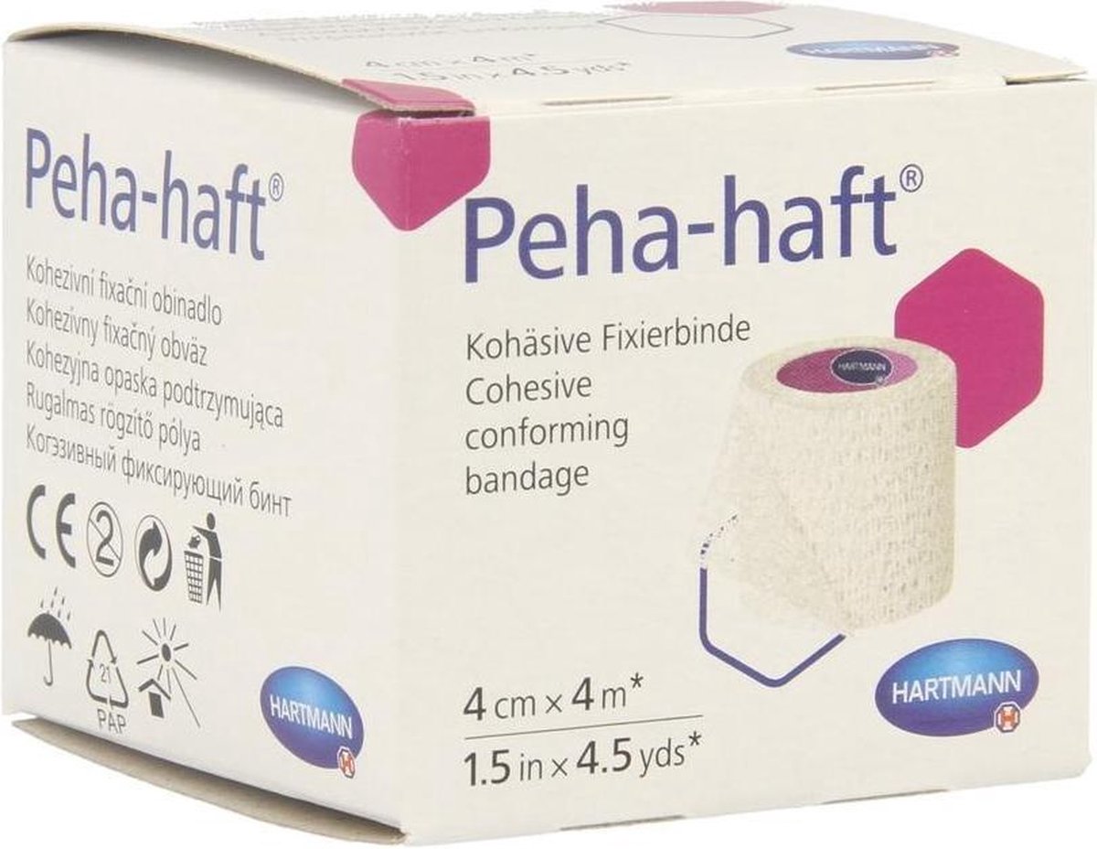 Peha-haft color latexvrije fixatiezwachtel. wit  4 cm x 4 meter