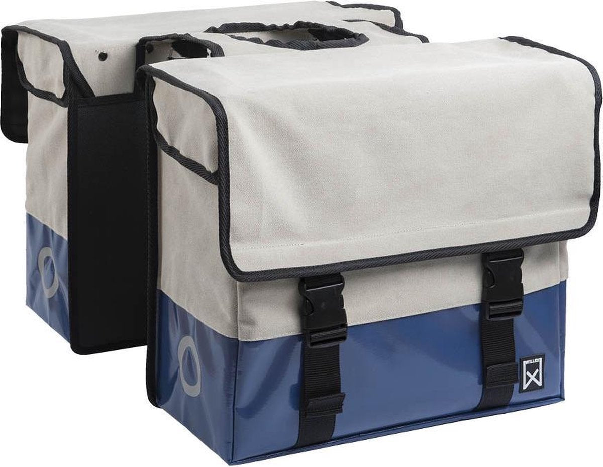 Dubbele Canvas Plus Tas 30 L Naturel/Blauw