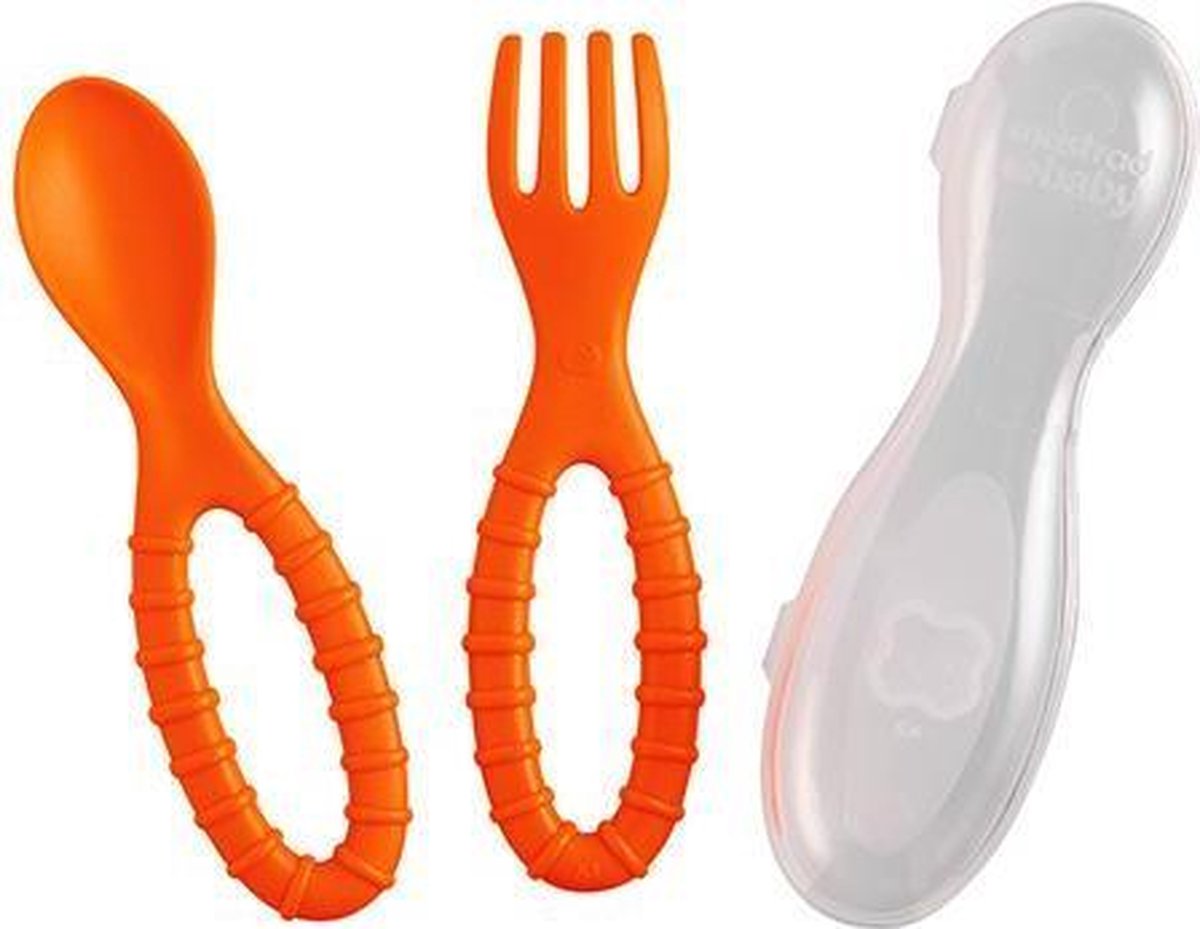 Mastrad LilKinderbestek Lepel en Vork -  2 Stuks - Oranje