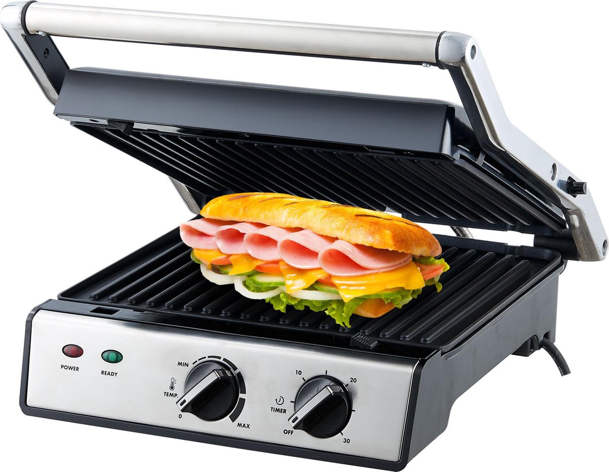 MOA Contactgrill - Panini Grill - Met extra platte bakplaat - 2000 Watt - CG13