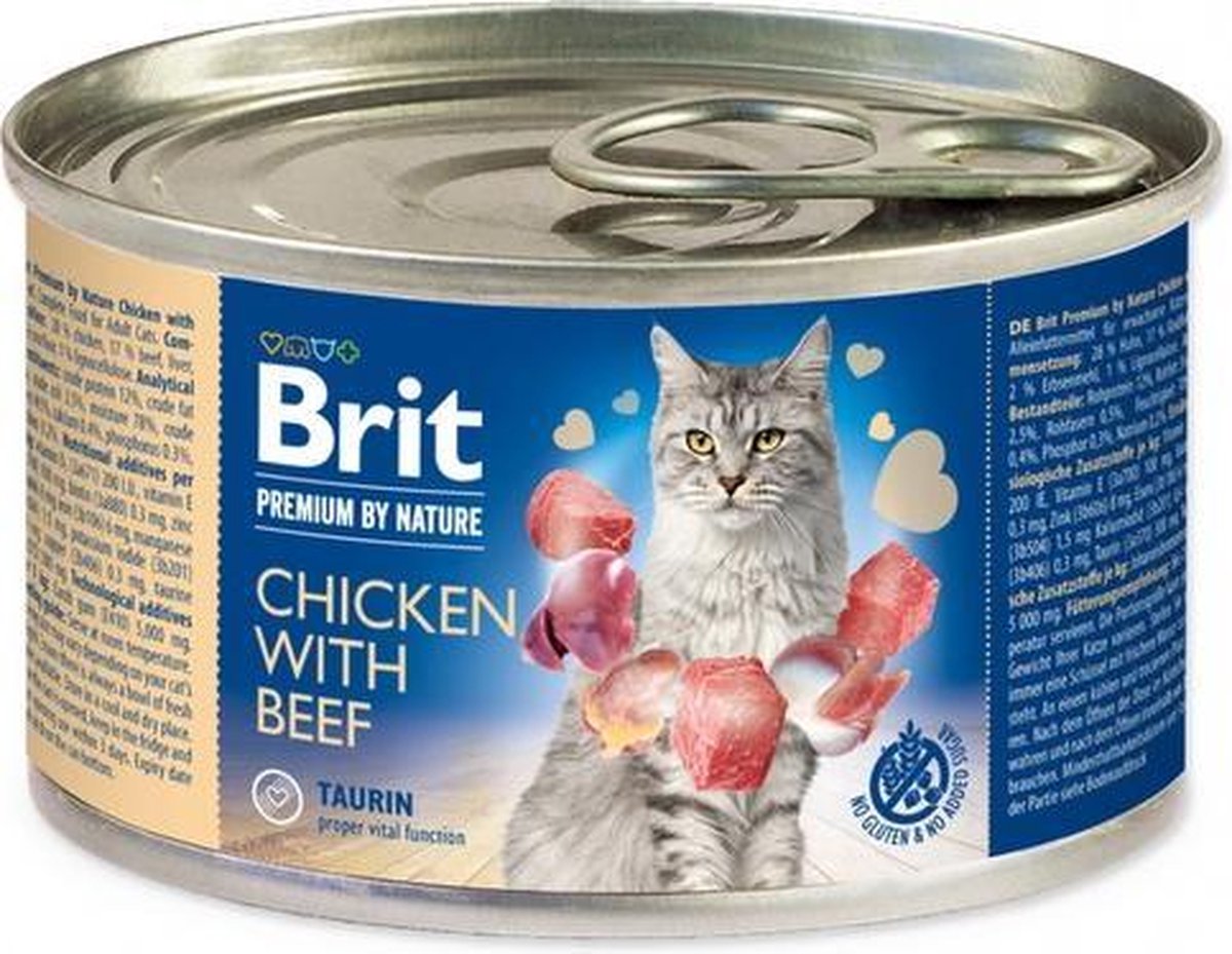 Brit Premium by Nature Kip met Rund 200g - 6 Stuks