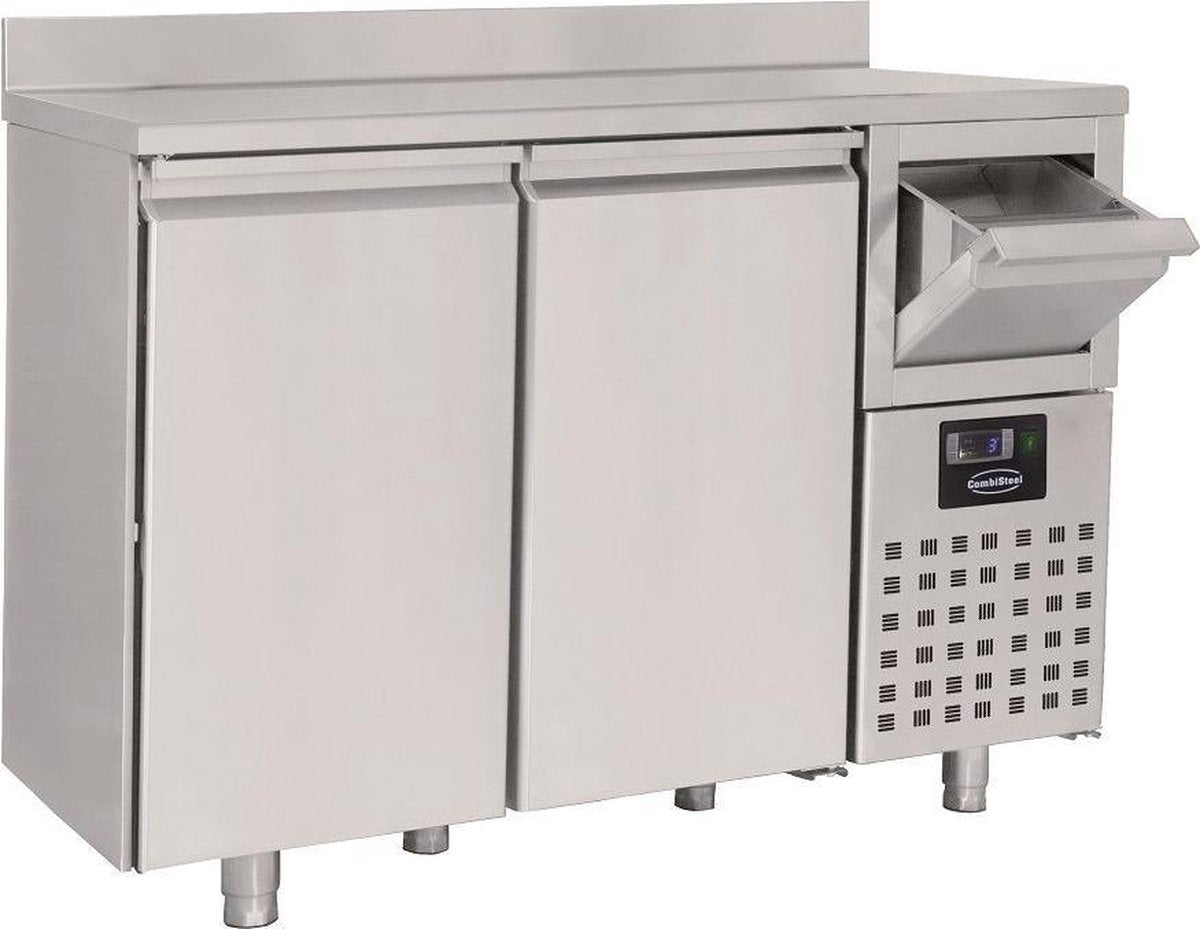 Professionele Koelwerkbank met afvalbak | opstaande rand | 2 deuren | 600mm diep | Pro Line | Combisteel | 7489.5260 | Horeca