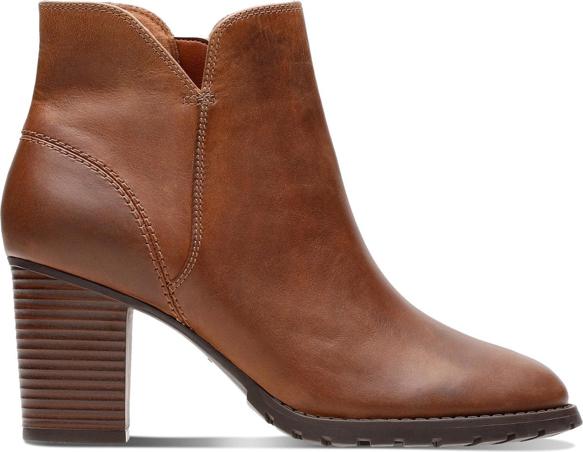 Clarks Verona Trish Dames Laarzen - Dark Tan Leather - Maat 41.5