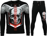 ENOS Trainingspakken Heren - Skinny Joggingpak - Ster Skull - Zwart - Maat: M