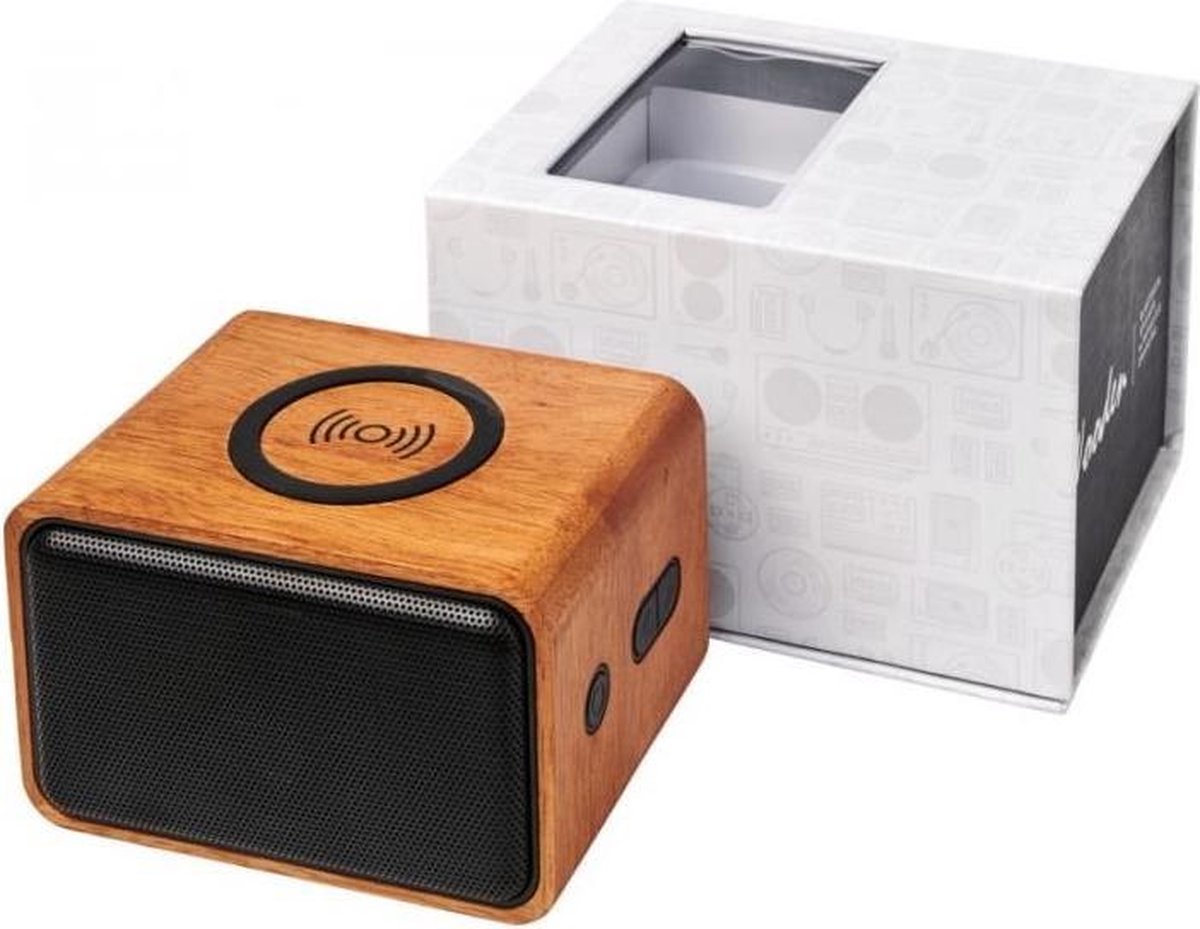 Innovagoods Houten speaker met QI draadloos oplaadstation