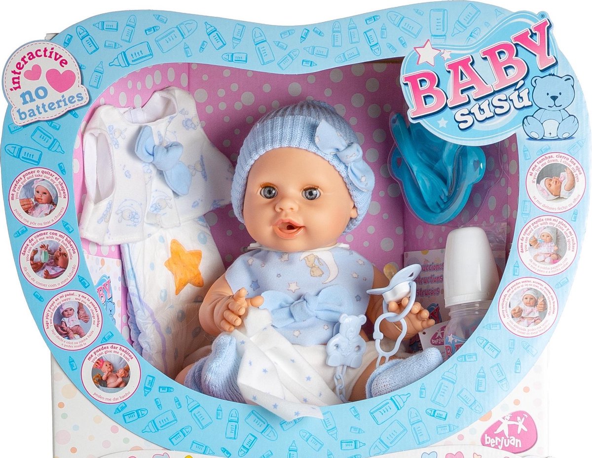 Berjuan Babypop Baby Susu Meisjes 38 Cm Vinyl Blauw
