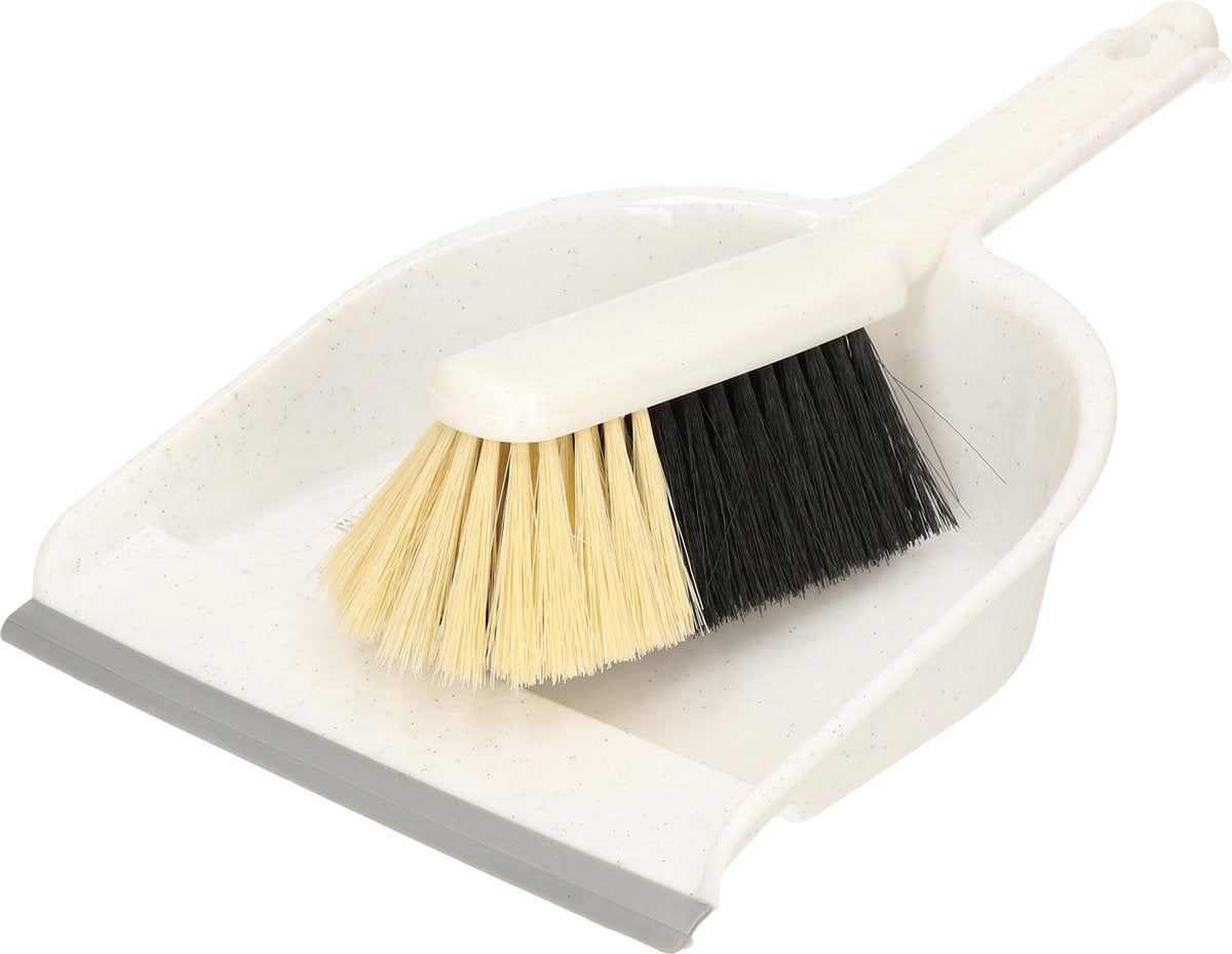 Stoffer en blik set wit kunststof - Huishoud/schoonmaakproducten - Huishouding - Schoonmaken - Bezem/veger