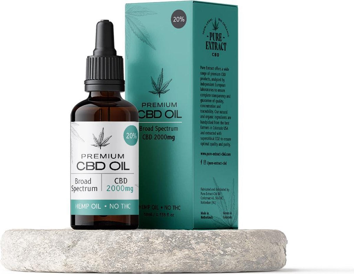 Broad Spectrum CBD olie 20% - 2000mg cannabidiol | 10ml | Geproduceerd in Nederland