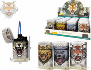 Jet Flame aanstekers - turbo aansteker - 20 stuks in display - 360° Tijger print - soft touch