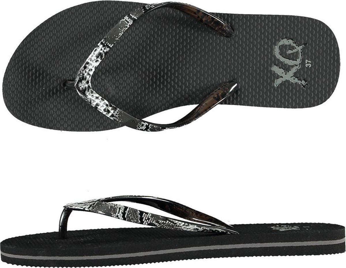 XQ Dames Teenslippers Slang Zwart 38