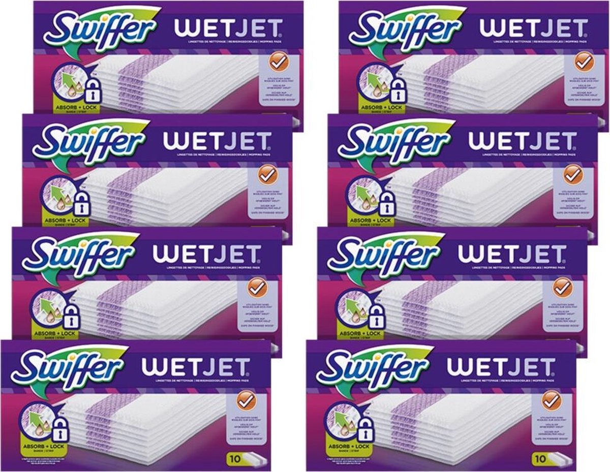 Swiffer WetJet Dweilsysteem Reinigingsdoekjes - Voordeelverpakking 8 x 10 Navullingen