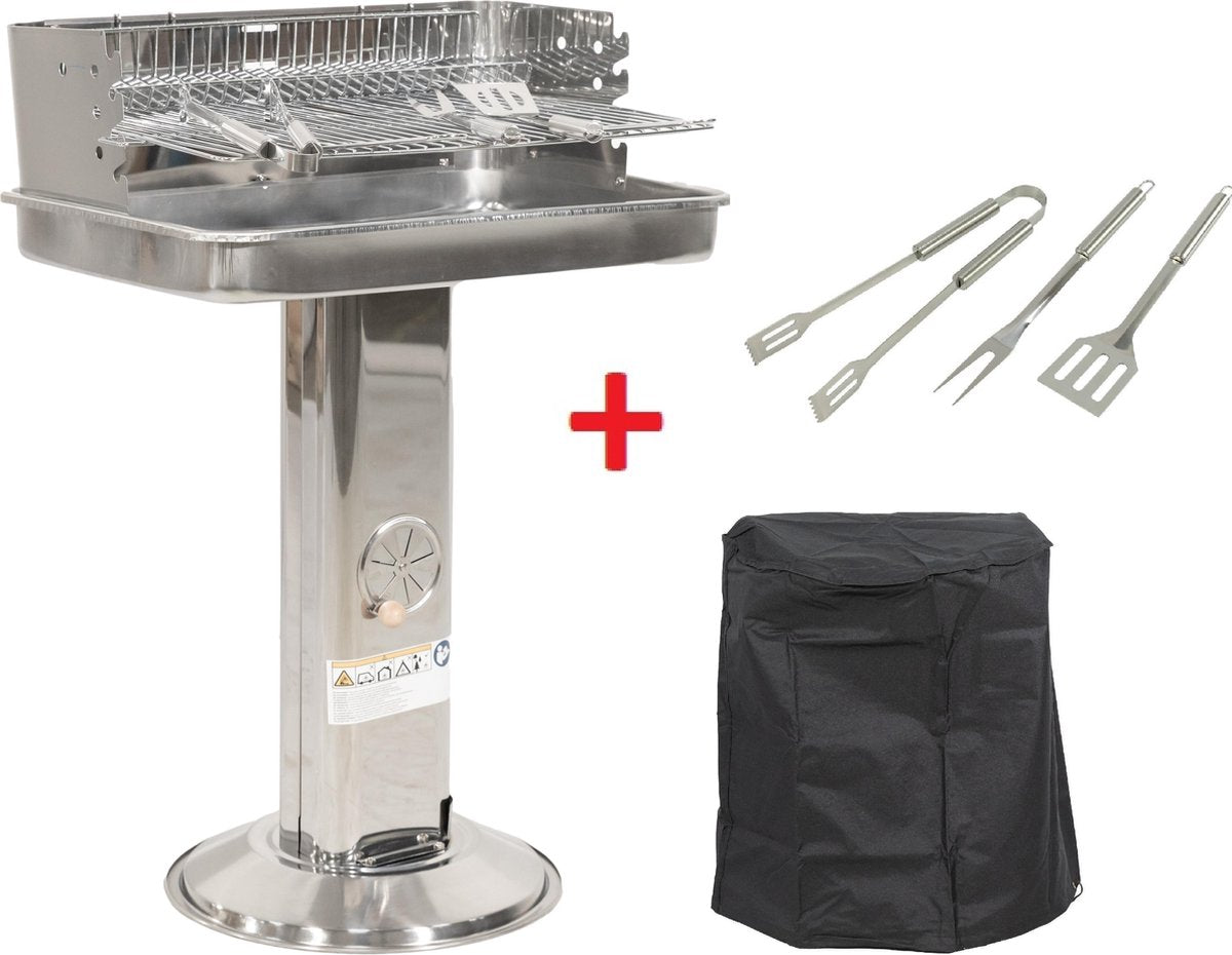 MaxxGarden Houtskool Barbecue - Grilloppervlak Ø 60 cm - Met Gereedschap en cover - rvs
