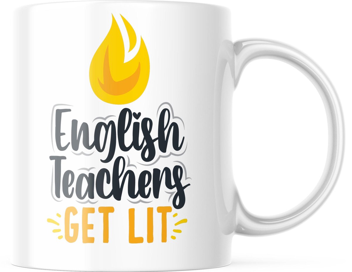 Mok English Teachers Get Lit | Juf Bedankt Cadeau | Meester Bedankt Cadeau | Leerkracht Bedankt Cadeau | Einde schooljaar Bedankt Cadeau