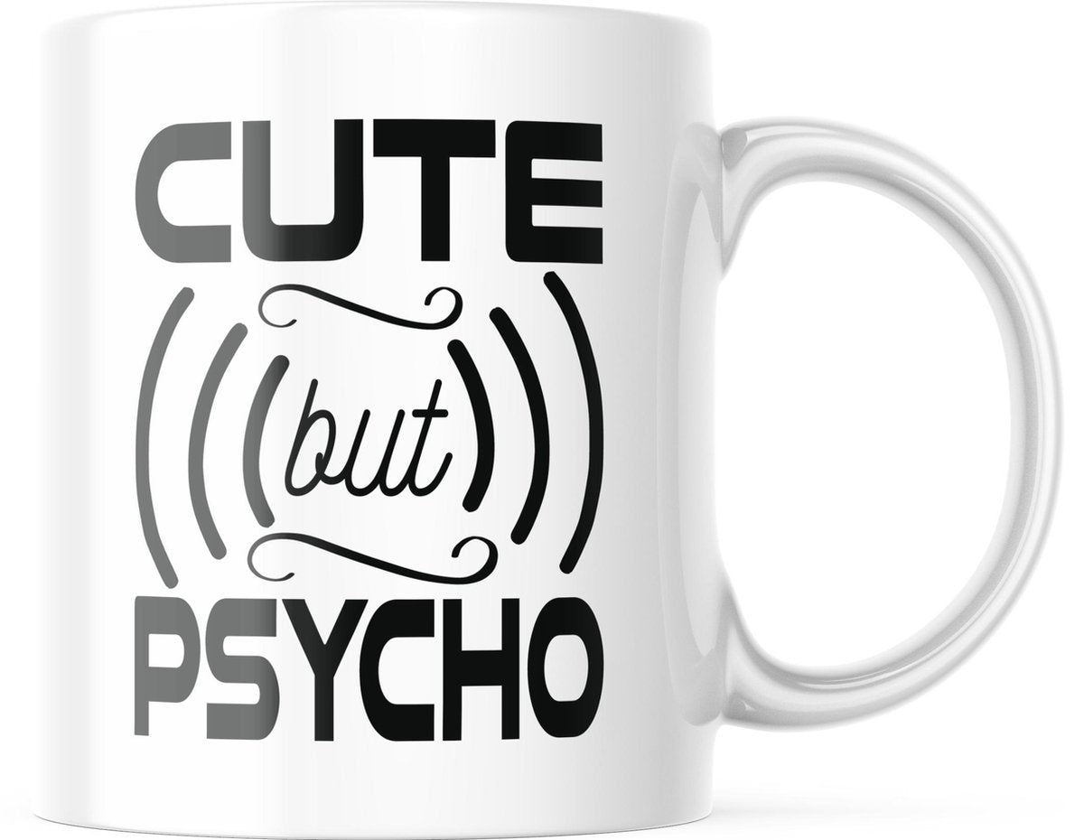 Mok met tekst: Cute but psycho | Grappige mok | Grappige Cadeaus