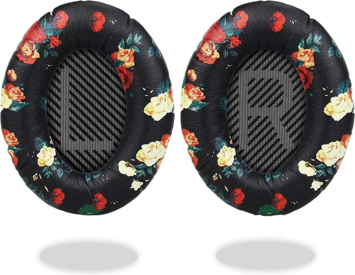 Oorkussens voor Bose QuietComfort 35 ii / 35 / 25 / 15 / 2 / AE2 / AE2W / AE2I - Oorkussens voor koptelefoon - Ear pads headphones zwart met bloemen