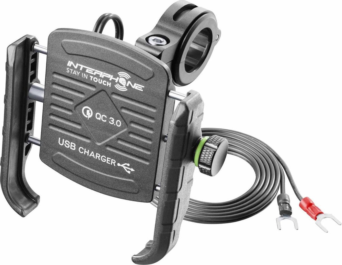 Interphone Motocrab Usb Charger Telefoonhouder Motor Universeel - Zwart