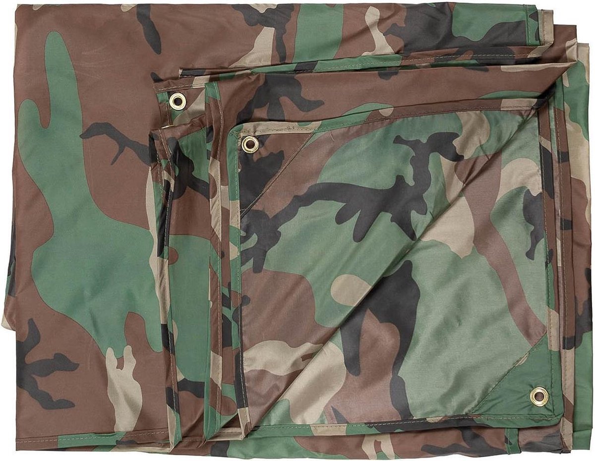 MFH - Leger Dekzeil  "Tarp" - Woodland Camouflage - 300 x 400 cm
