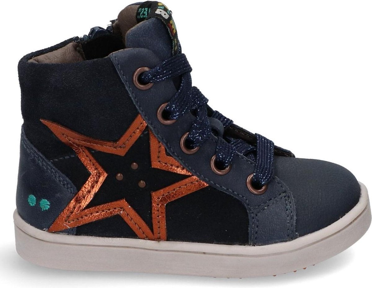 Bunnies JR 220745-529 Meisjes Hoge Sneakers - Blauw - Leer - Veters