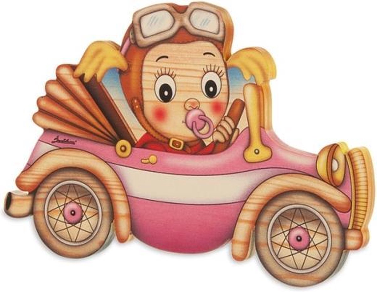 Naambord baby aan boord meisje van hout 20