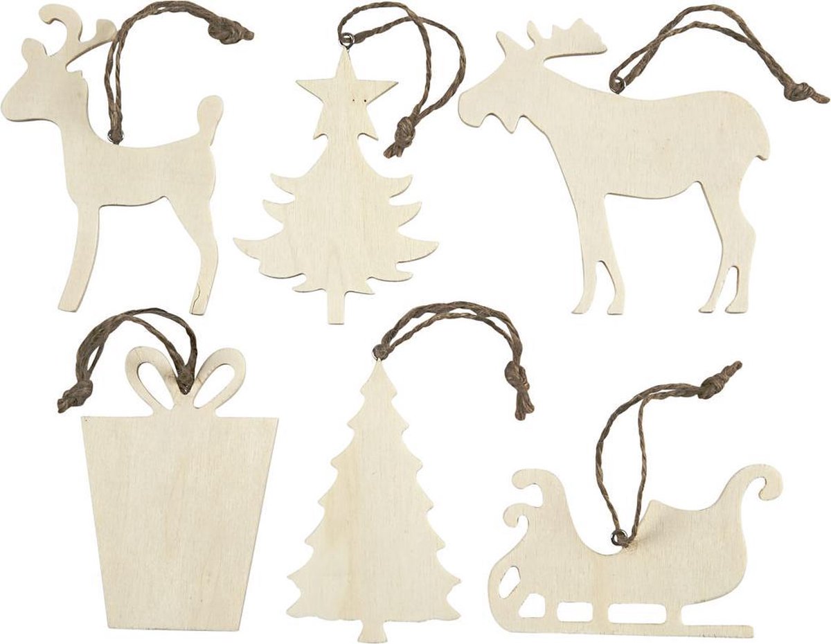 Christmas Ornaments. 7-9 cm. 4 mm. plywood. 90 pc