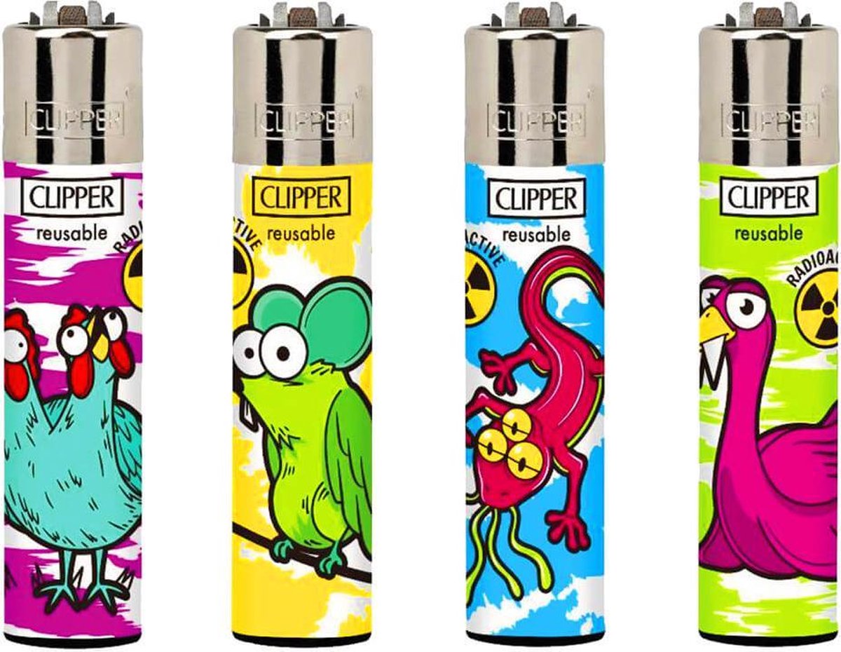 Clipper Aansteker - Mutant Animals - 4 stuks