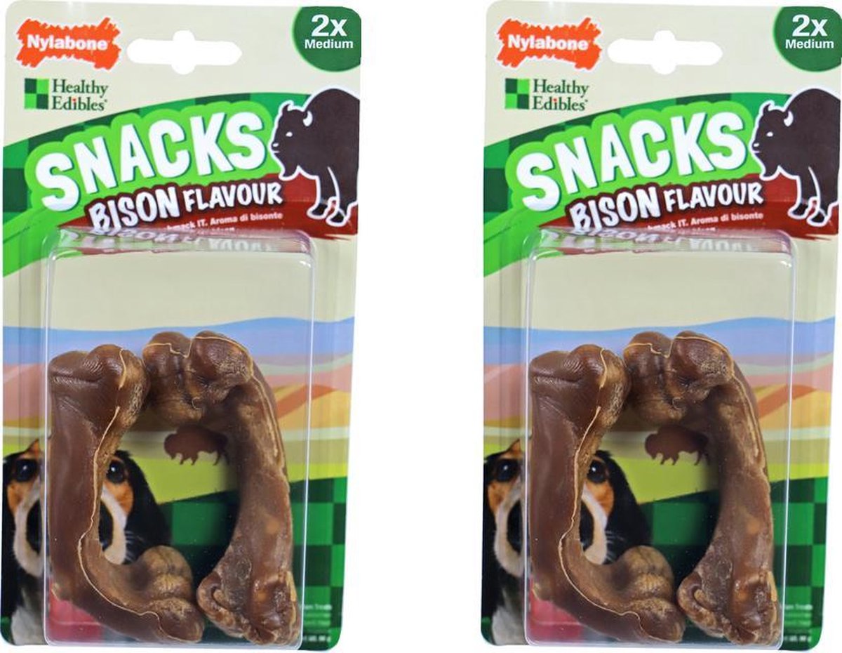 Nylabone gezonde harde snack med bison 2st per 2 verpakkingen