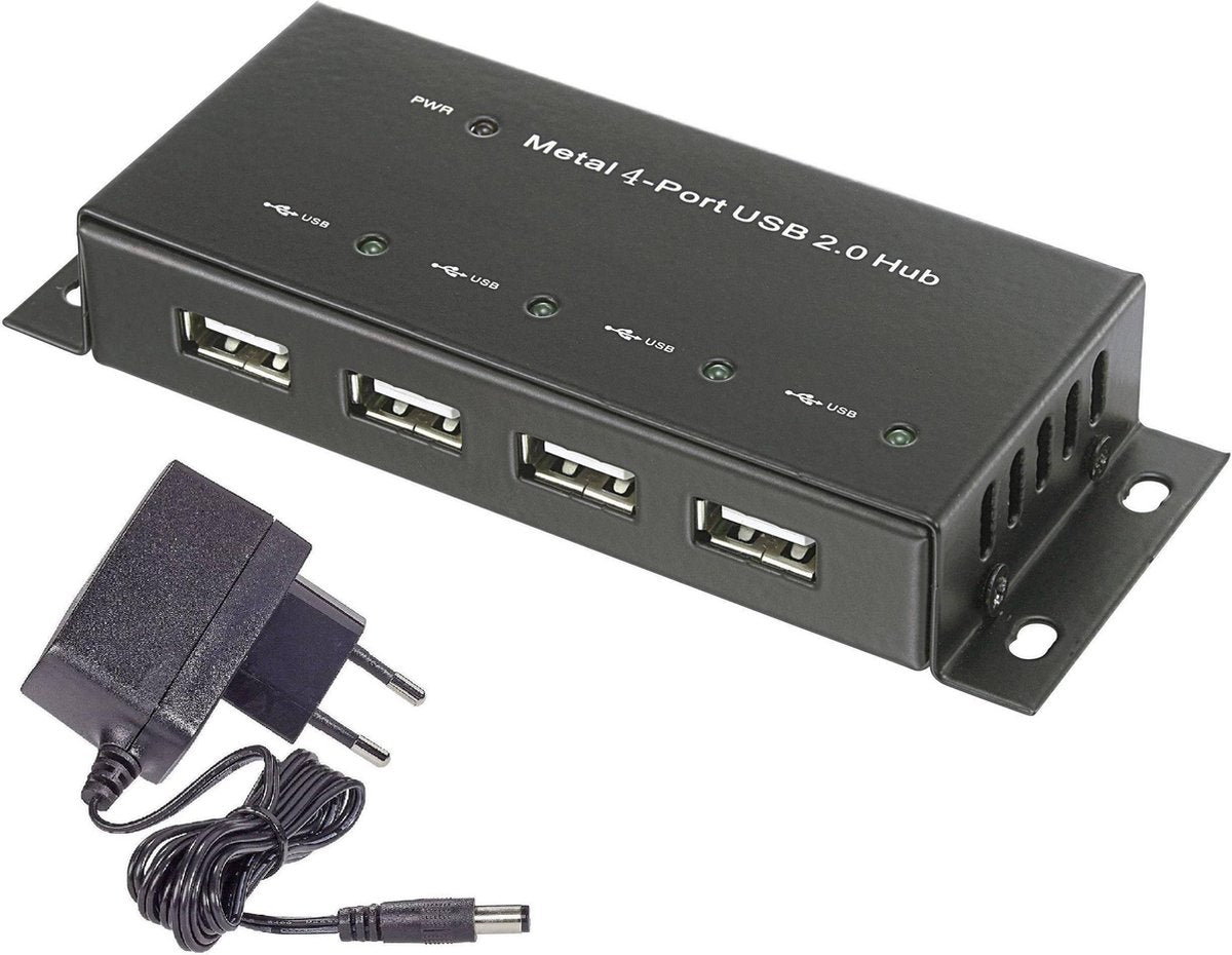 Renkforce 4 poorten USB 2.0-hub Met metalen behuizing