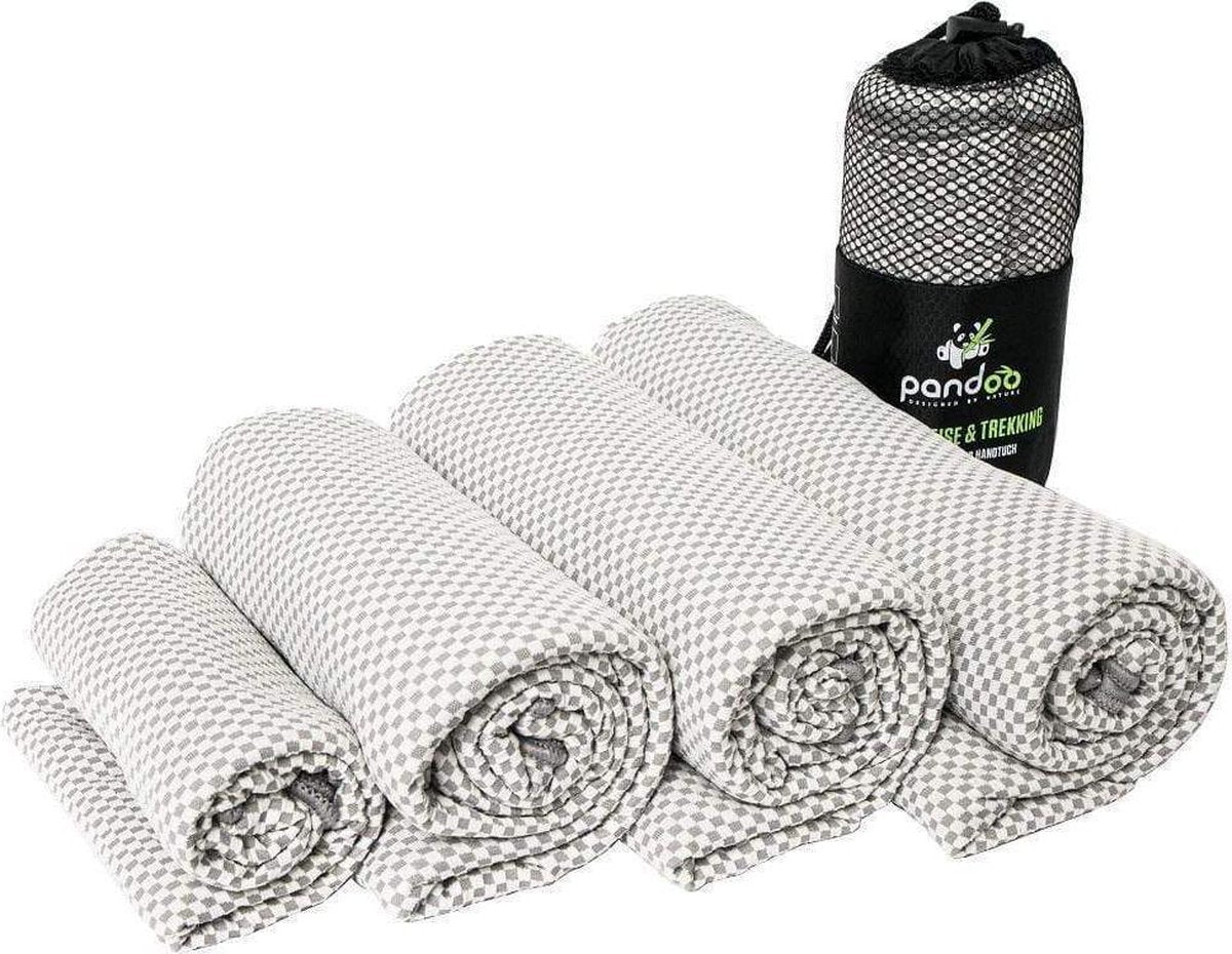 Pandoo sneldrogende handdoek - Bevat bamboevezels - Grijs - 160 cm x 80 cm