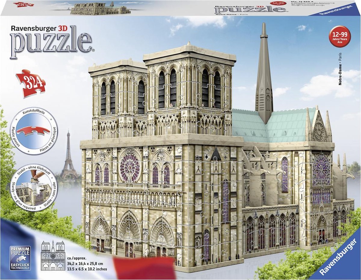 Ravensburger Notre Dame Parijs - 3D puzzel gebouw - 324 stukjes