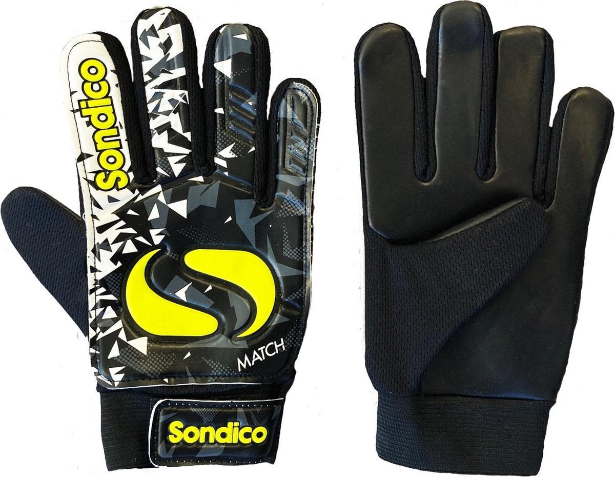 Sondico Keepershandschoenen Match - Senior - Zwart/Wit/Geel - maat 9