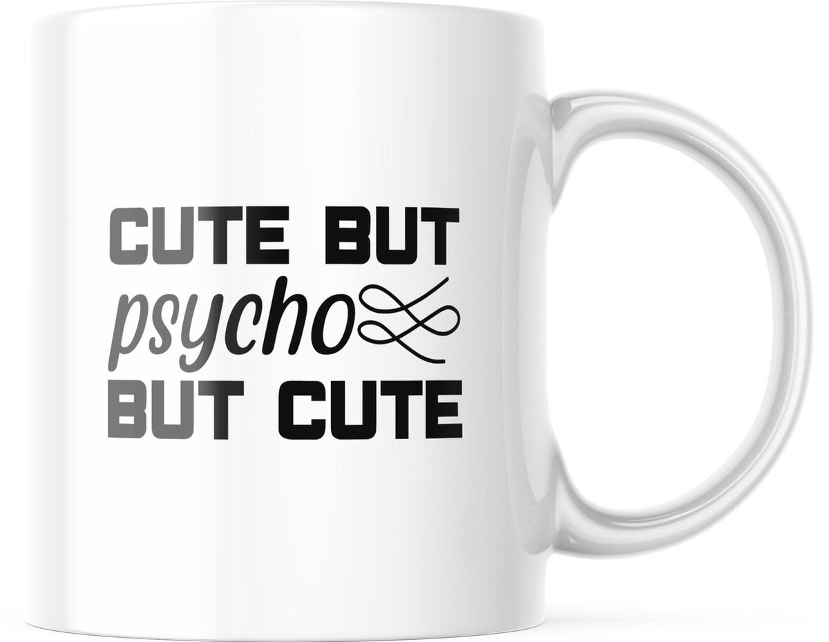 Mok met tekst: Cute but psycho.. But cute | Grappige mok | Grappige Cadeaus