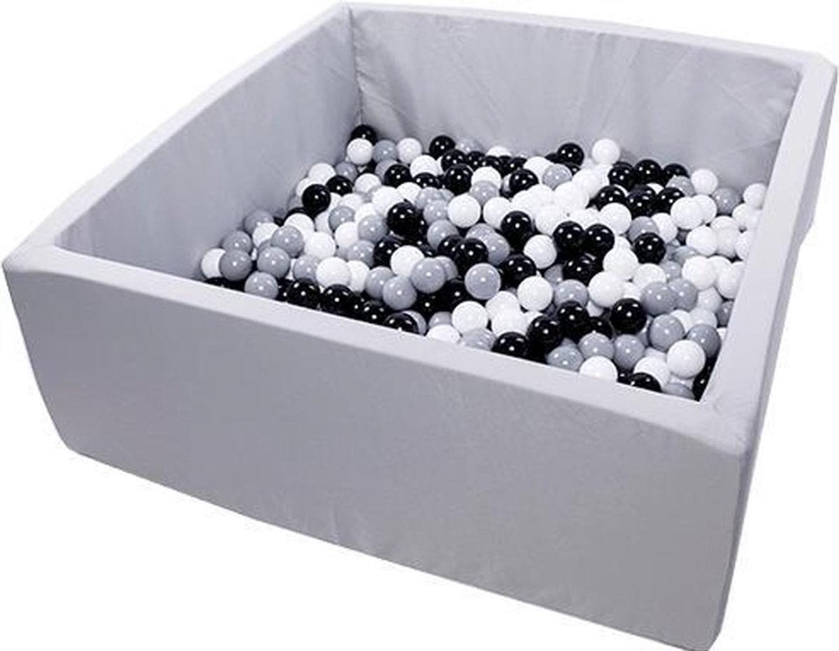 Ballenbad Active incl 450 ballen - Licht Grijs - binnen en buiten - Ballenbad baby vierkant 130x130x50 - Ballenbak baby - Ballenbak - Luxe ballenbak voor kinderen