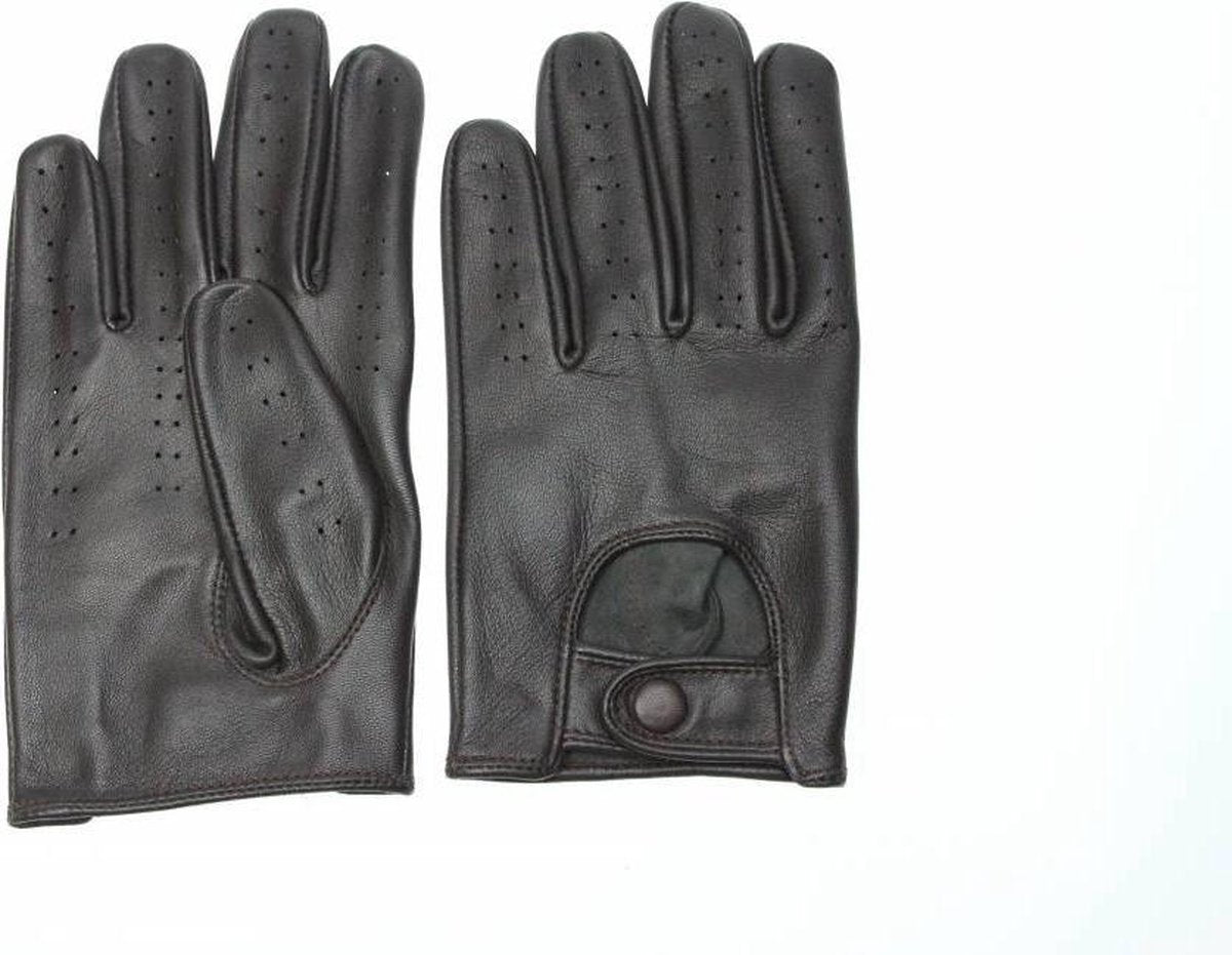 Retro racing leren autohandschoenen donker bruin | maat L