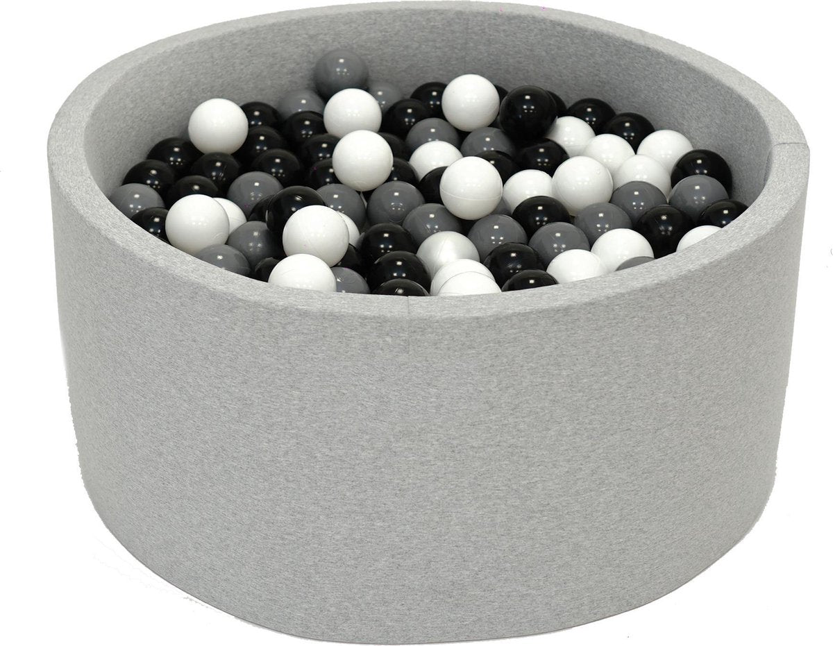 Ballenbak Grijs 90x40 met 250 ballen Zwart
