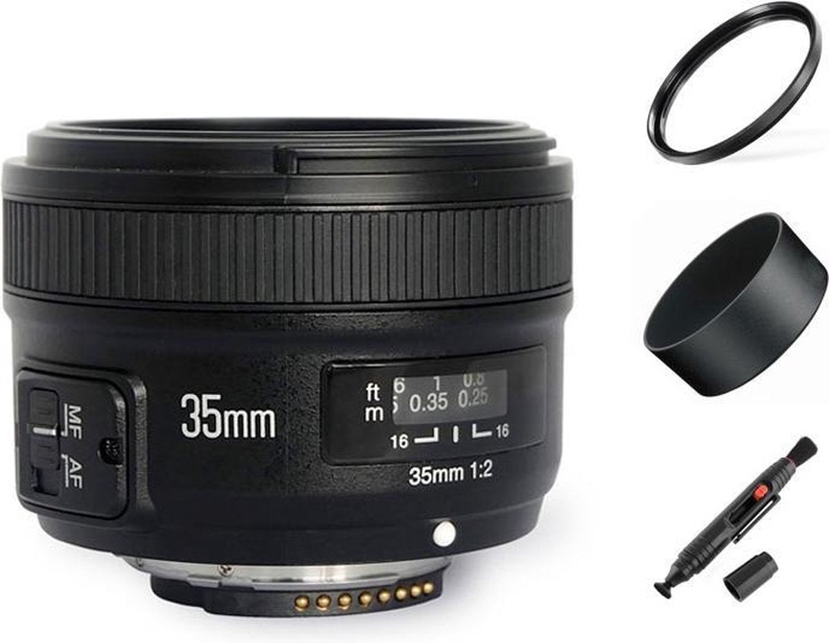 Yongnuo AF-S 35mm F2.0 autofocus lens Nikon DSLR camera met gratis 58mm uv-filter