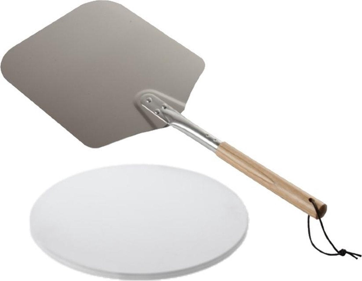 Pizzasteen Small 14" Kamado 26cm met Pizzaschep – Pizzabundel - Barbecue accessoires