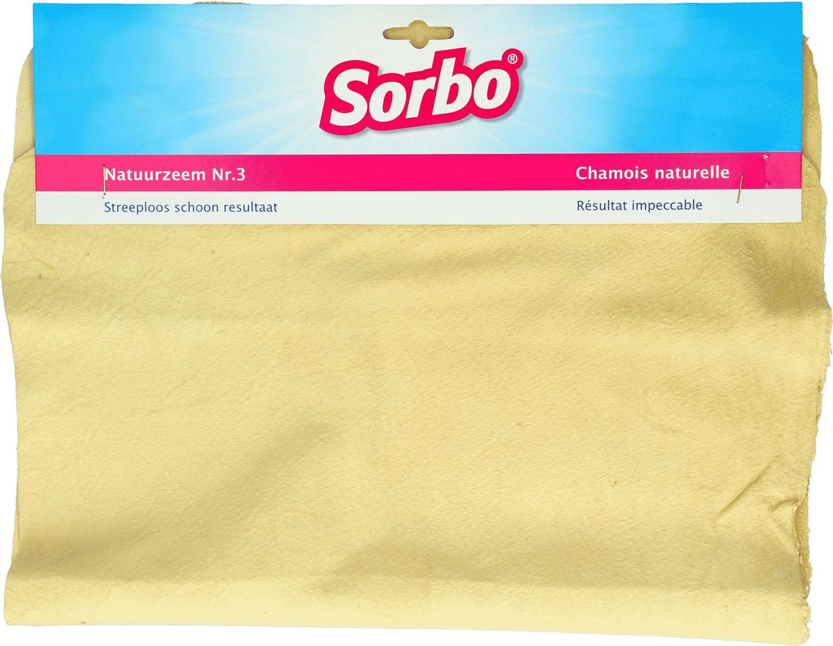 Sorbo huishoud/schoonmaak natuurzeem lederen raamlap 35 x 52 cm - Ramenlappen krasvrij en streeploos resultaat - Auto accessoires