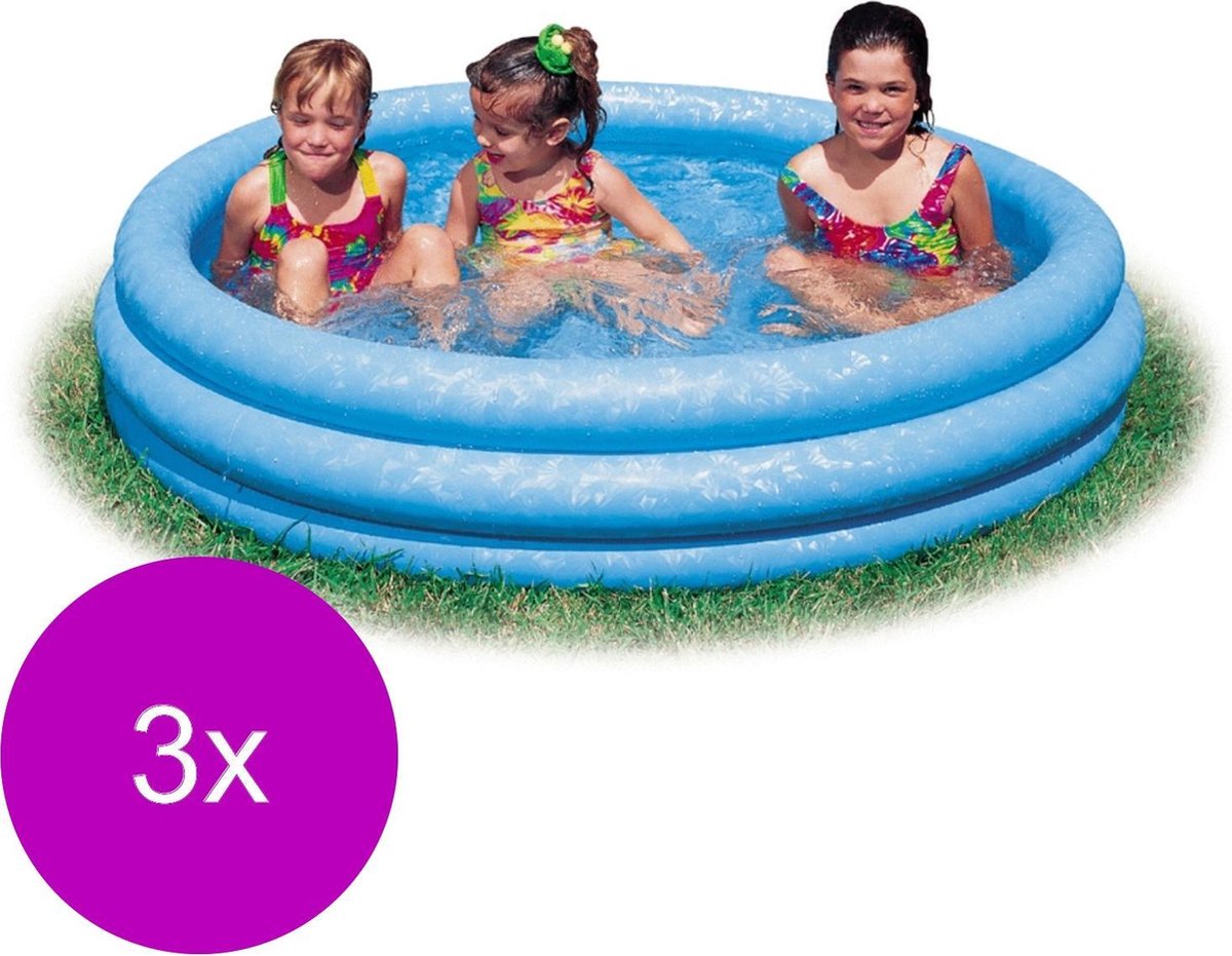 Intex Crystal Blue Pool - Luchtbedden - 3 x 114x25 cm Blauw