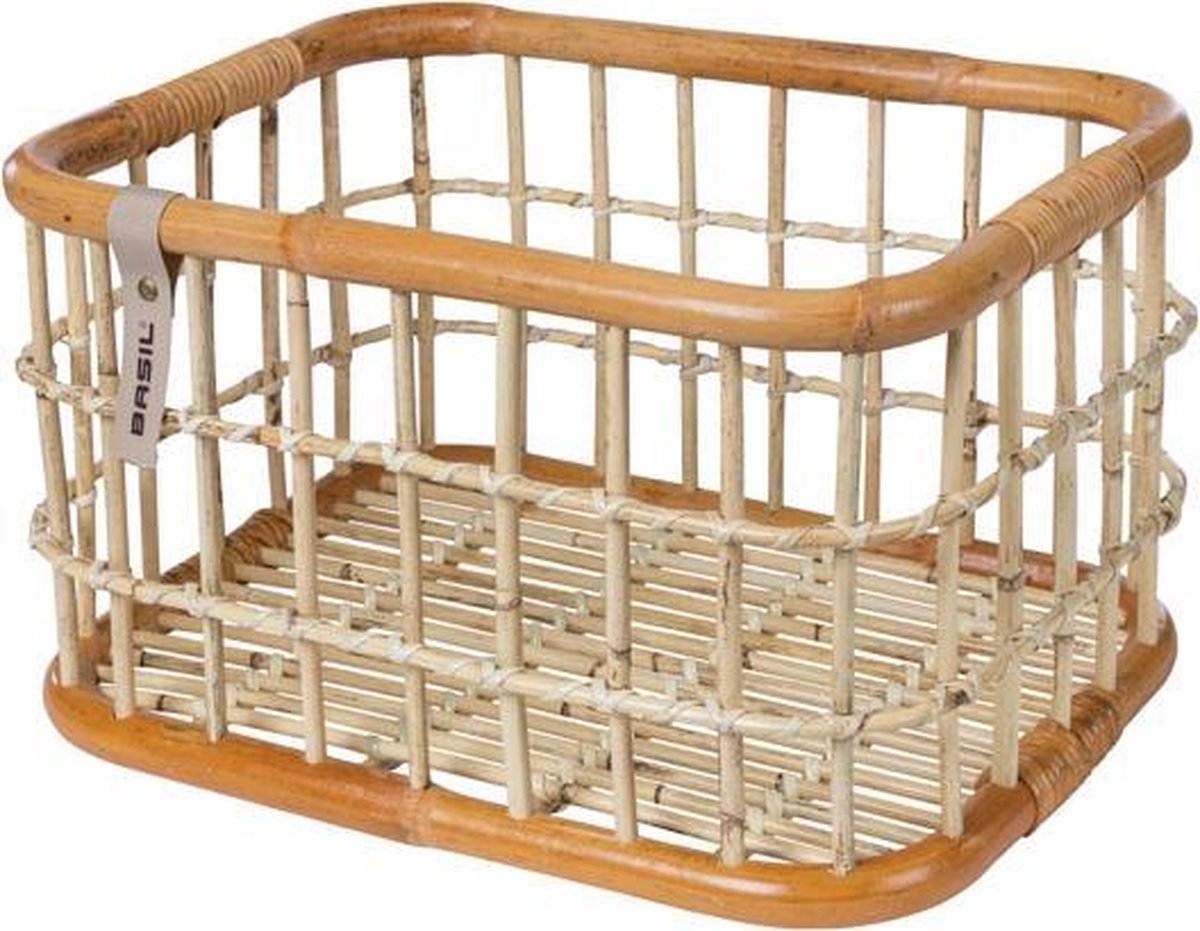 Basil Green Life Fietsmand L - Voor - Ecologisch Rotan - Large - Bruin - 30 Liter