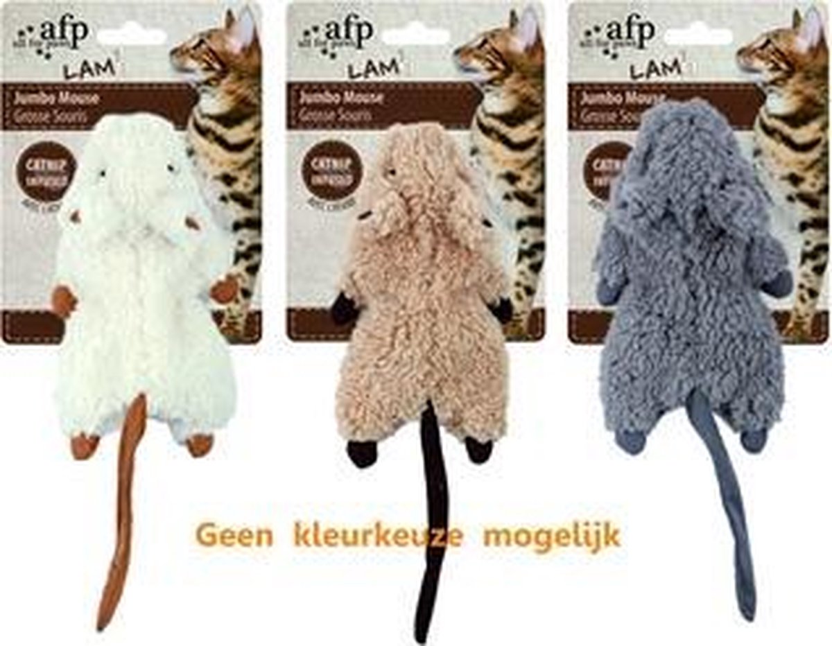 Afp jumbo muis crinkle lamswol met catnip assorti -  - 1 stuks